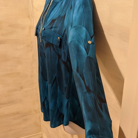 Luckymore Knit Turquoise Long Sleeve Top Size L NWT - Picture 4 of 4